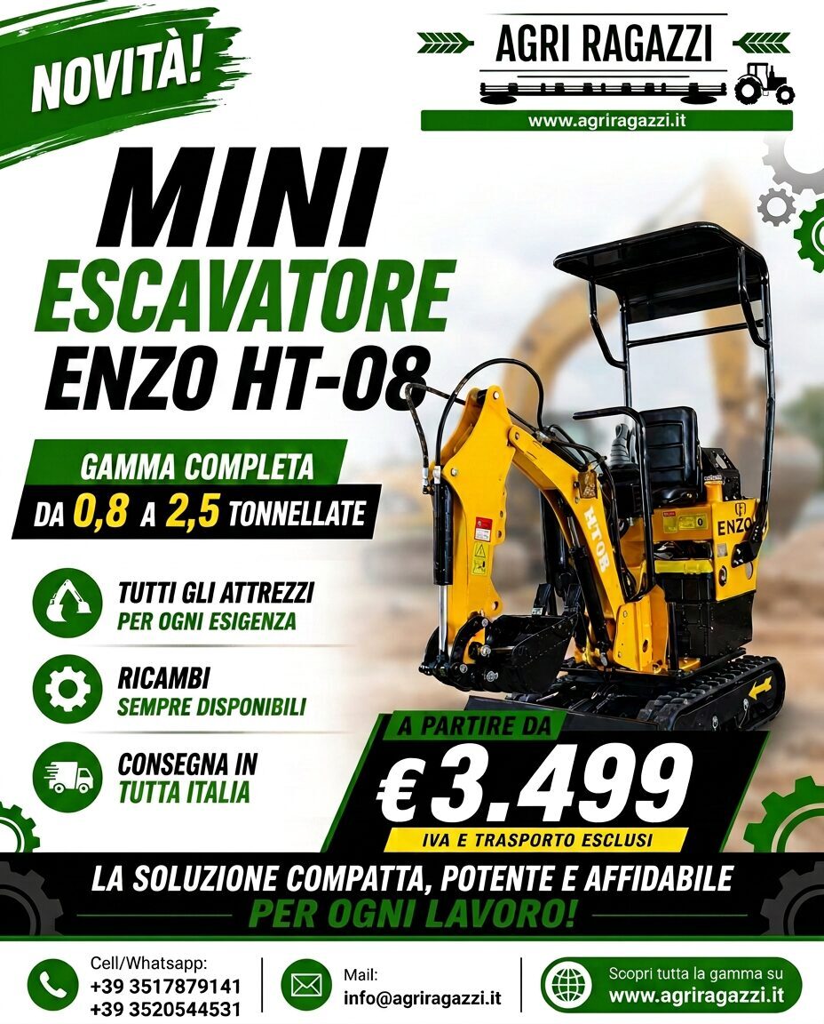 Mini Escavatore ENZO HT-08: 800 kg che lavorano dove gli altri non entrano!