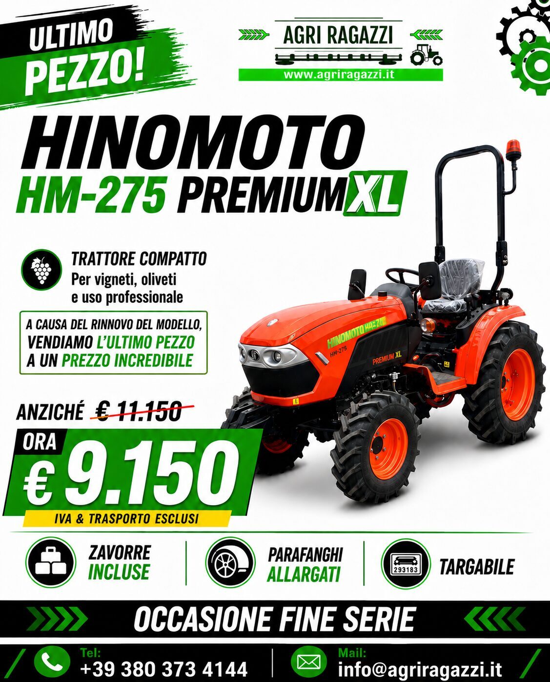 🚜Hinomoto HM-275 PREMIUM XL