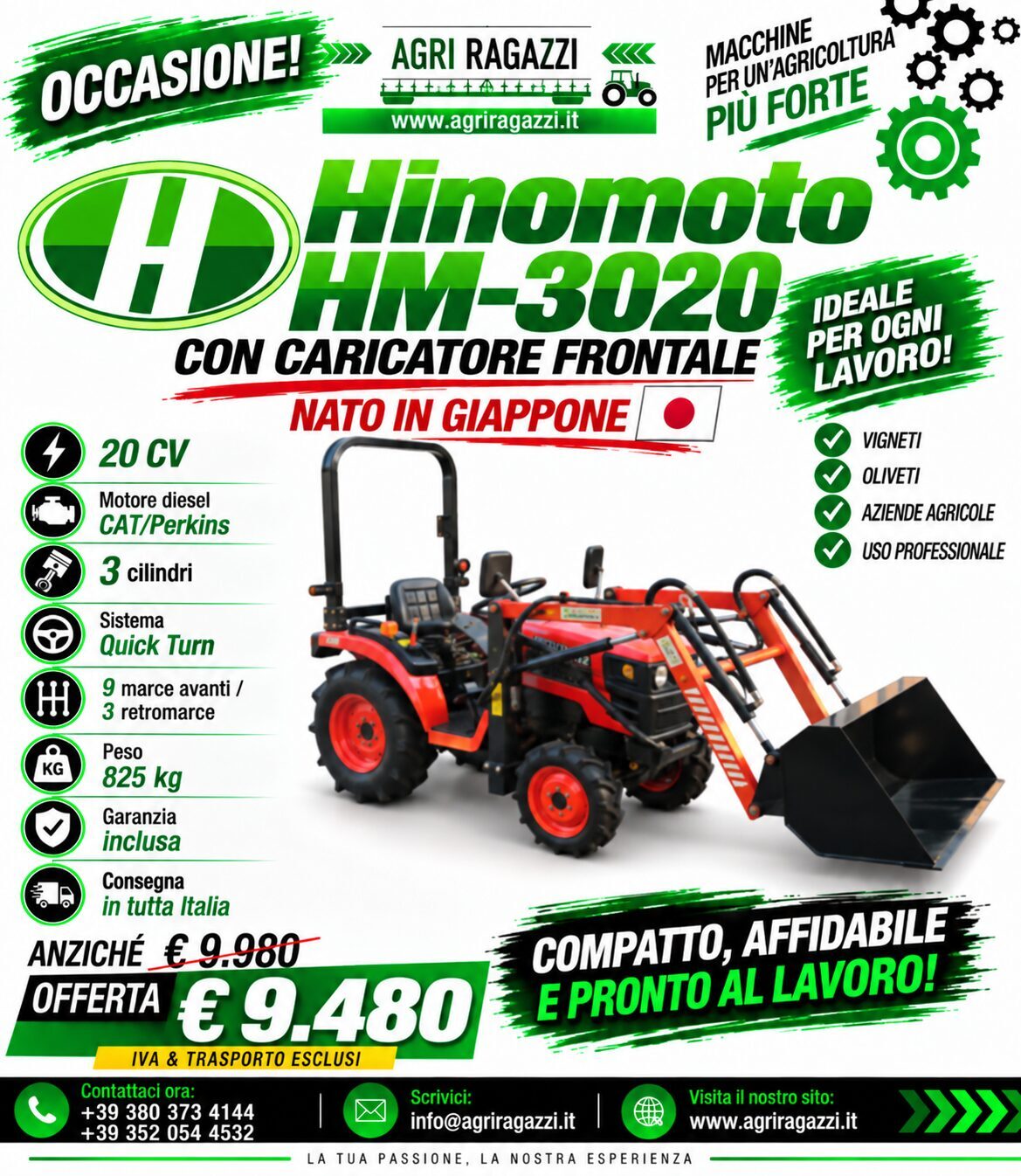 🚜 🇯🇵 HINOMOTO HM-3020 PLUS – NATO PER LAVORARE DOVE GLI ALTRI NON ARRIVANO!