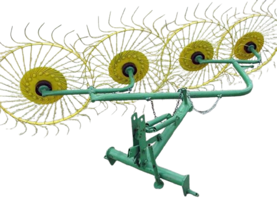 RANGHINATORE TARET: 4 Ruote | Larghezza di Lavoro 1,7 m. | Velocità di Lavoro fino a 7 km./h. | Capacità Tornitura 1,5 ha./h. | Capacità di Rastrellamento 1,1 ha./h. | Peso 125 kg. | Garanzia Inclusa | Consegna in Tutta Italia
