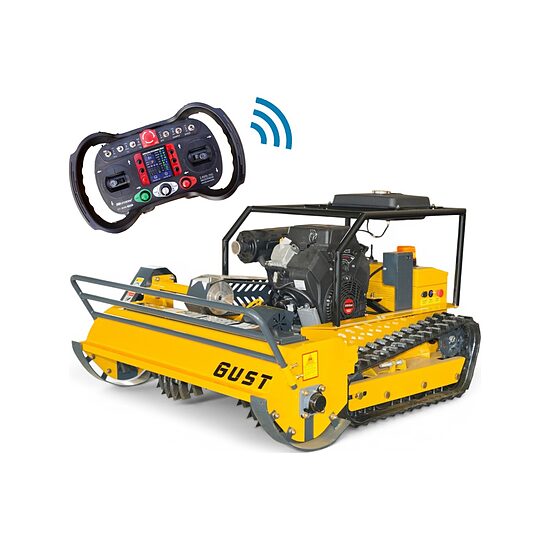 GUST 1200 Benzina — Trinciatrice Radiocomandata Cingolata con Taglio 120 cm, Motore Loncin 764 cm³ Bicilindrico da 17 kW, Trazione Ibrida, Pendenza fino a 30°, Radiocomando fino a 400 m — Nuova, Garanzia 12 Mesi, Consegna in Tutta Italia!